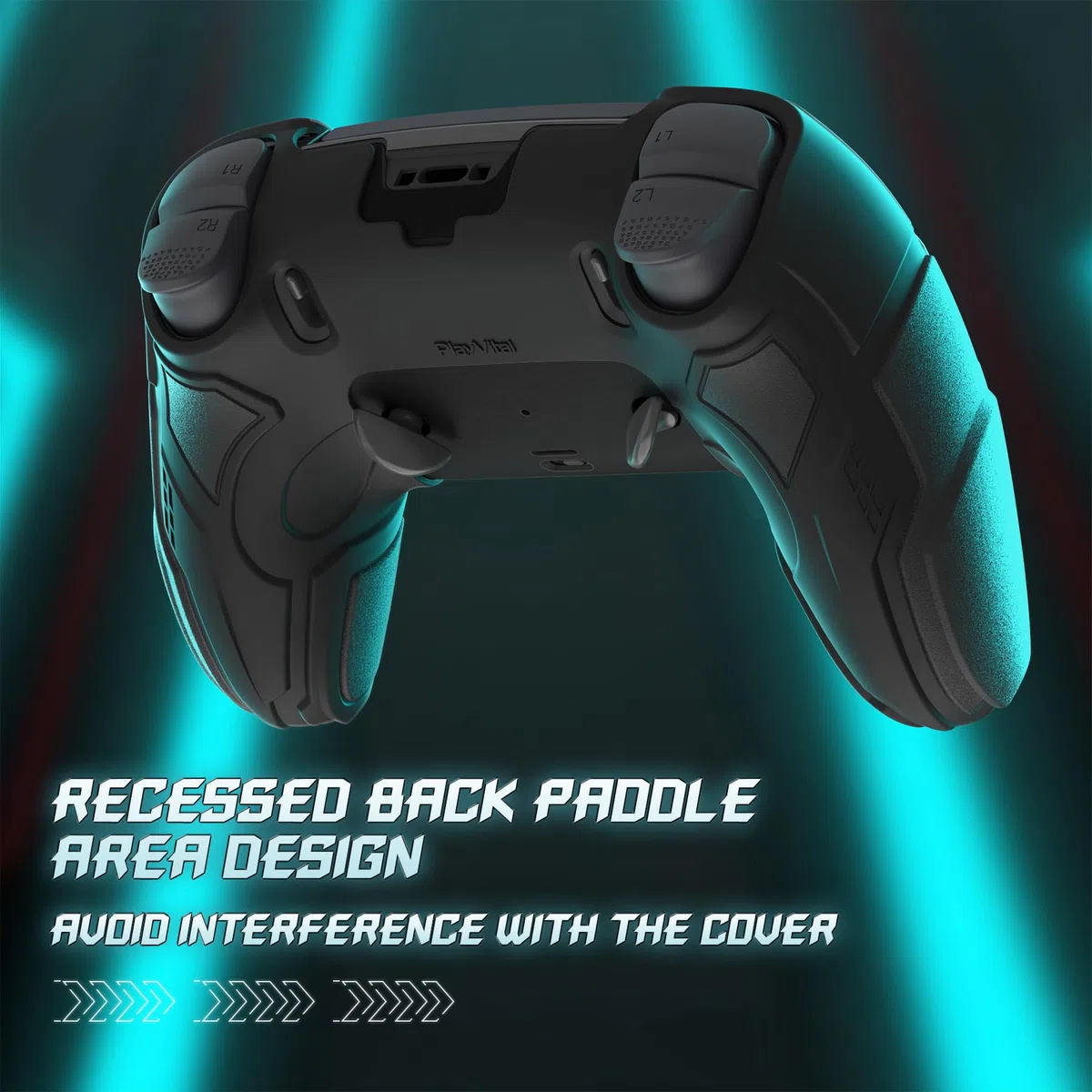 PlayVital Cover Controller per ps5 Edge Joystick, Custodia Silicone Skin Protettiva Grip Antiscivolo & Copri Analogici & Adesivi, Accessori Antiurti per ps5 Edge Controller, Mecha Stellare - Nero
