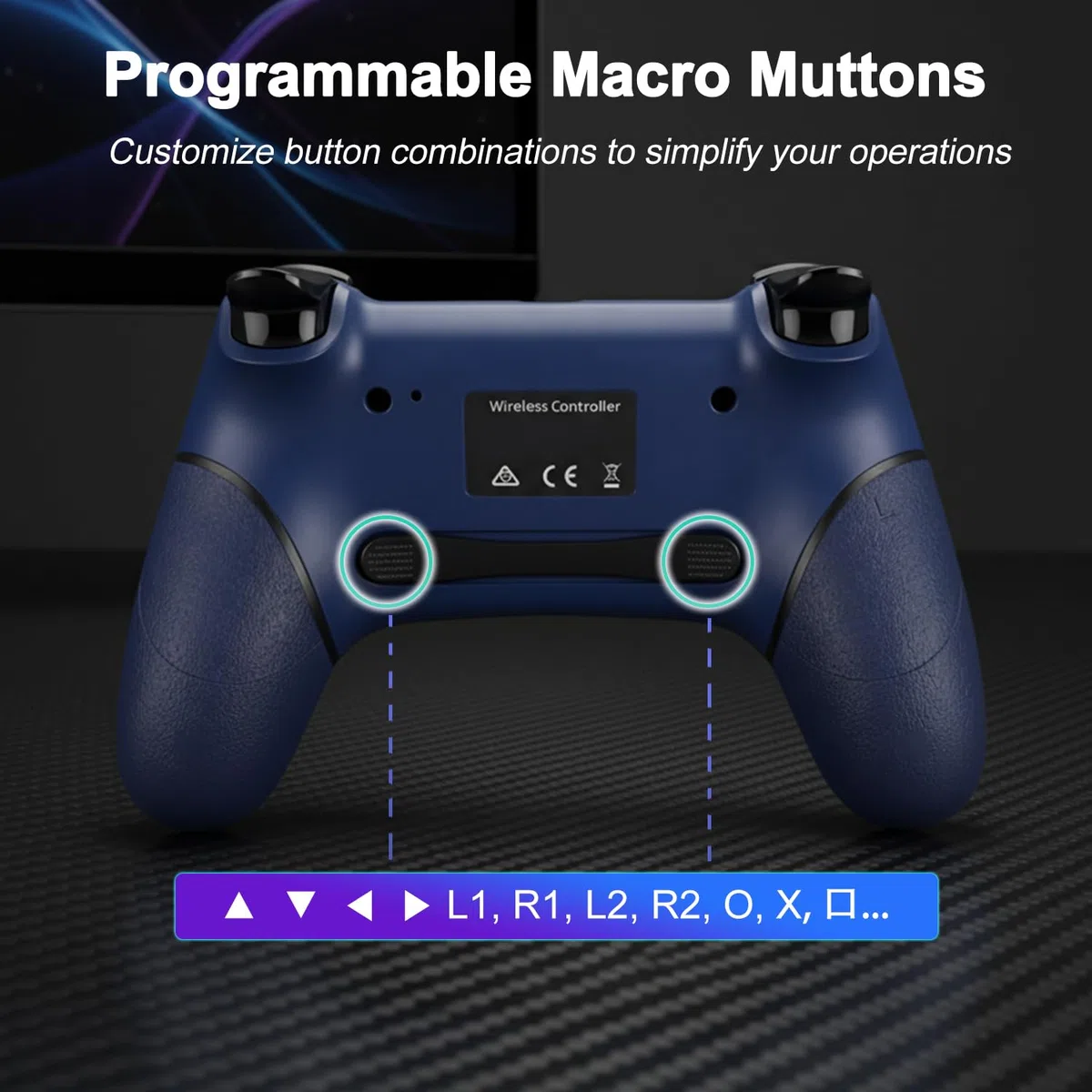 VooFun Wireless Controller per PS4 Pro Slim, Bluetooth con Vibrazione, Touchpad, Sensore 6 Assi, 1000mAh
