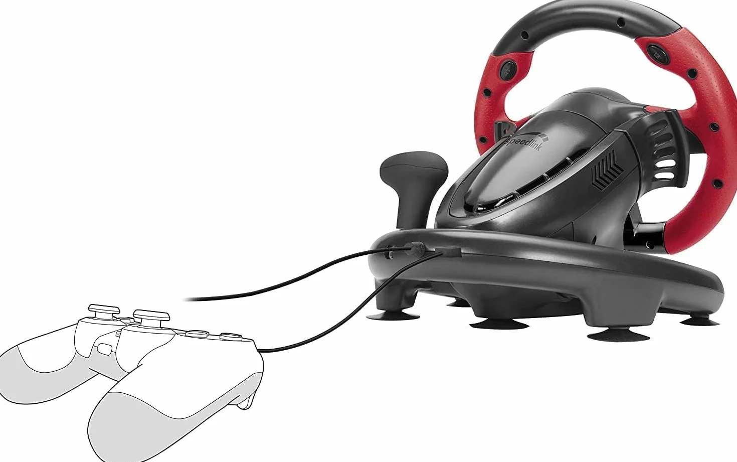 Speedlink TRAILBLAZER Racing Wheel Volante da gioco PS3 PS4 Xbox Series X S One PC paletta cambio leva cambio pedali regolabili nero rosso