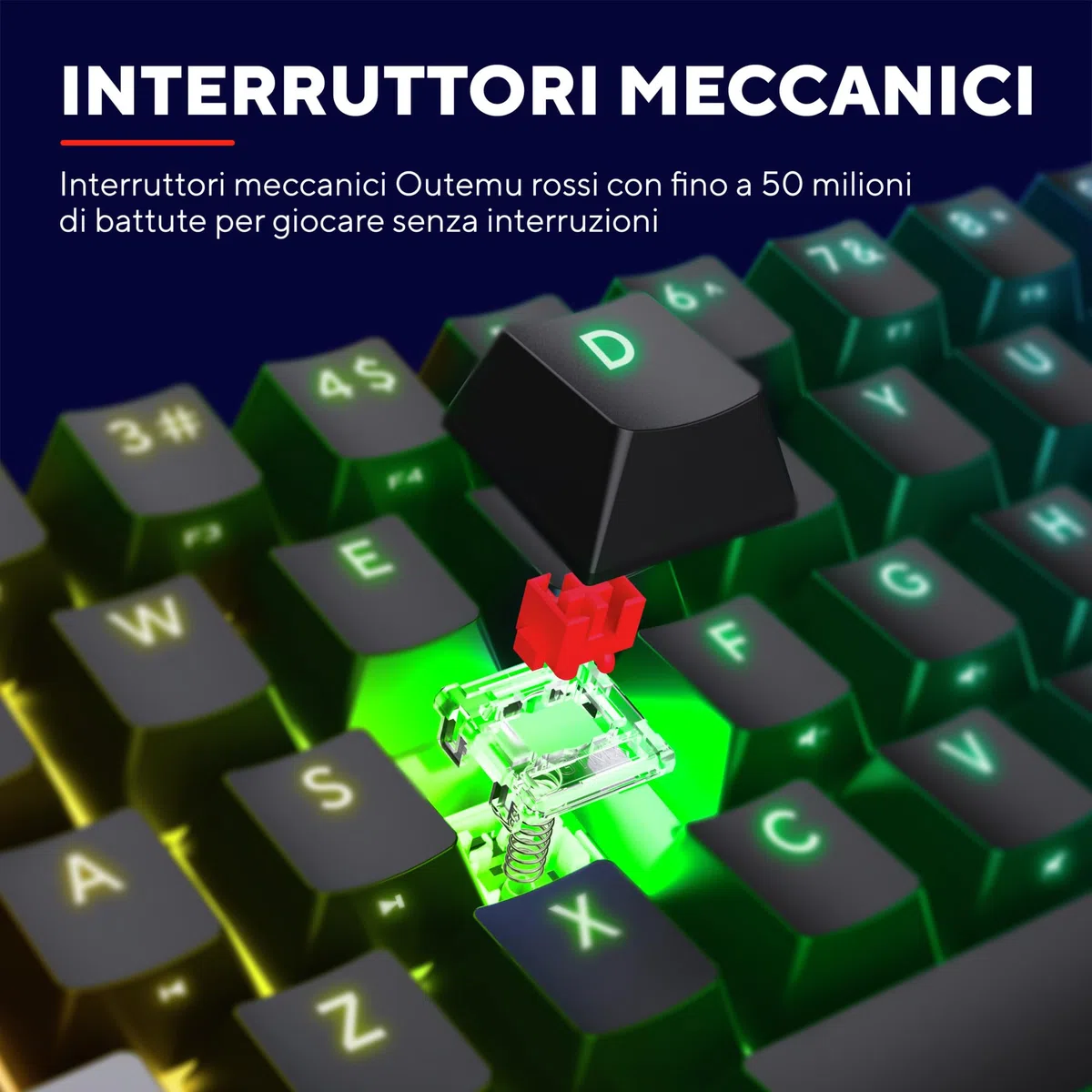 Acira Tastiera Meccanica 60% Layout Italiano QWERTY Retroilluminata RGB Gaming Programmabile USB Nero