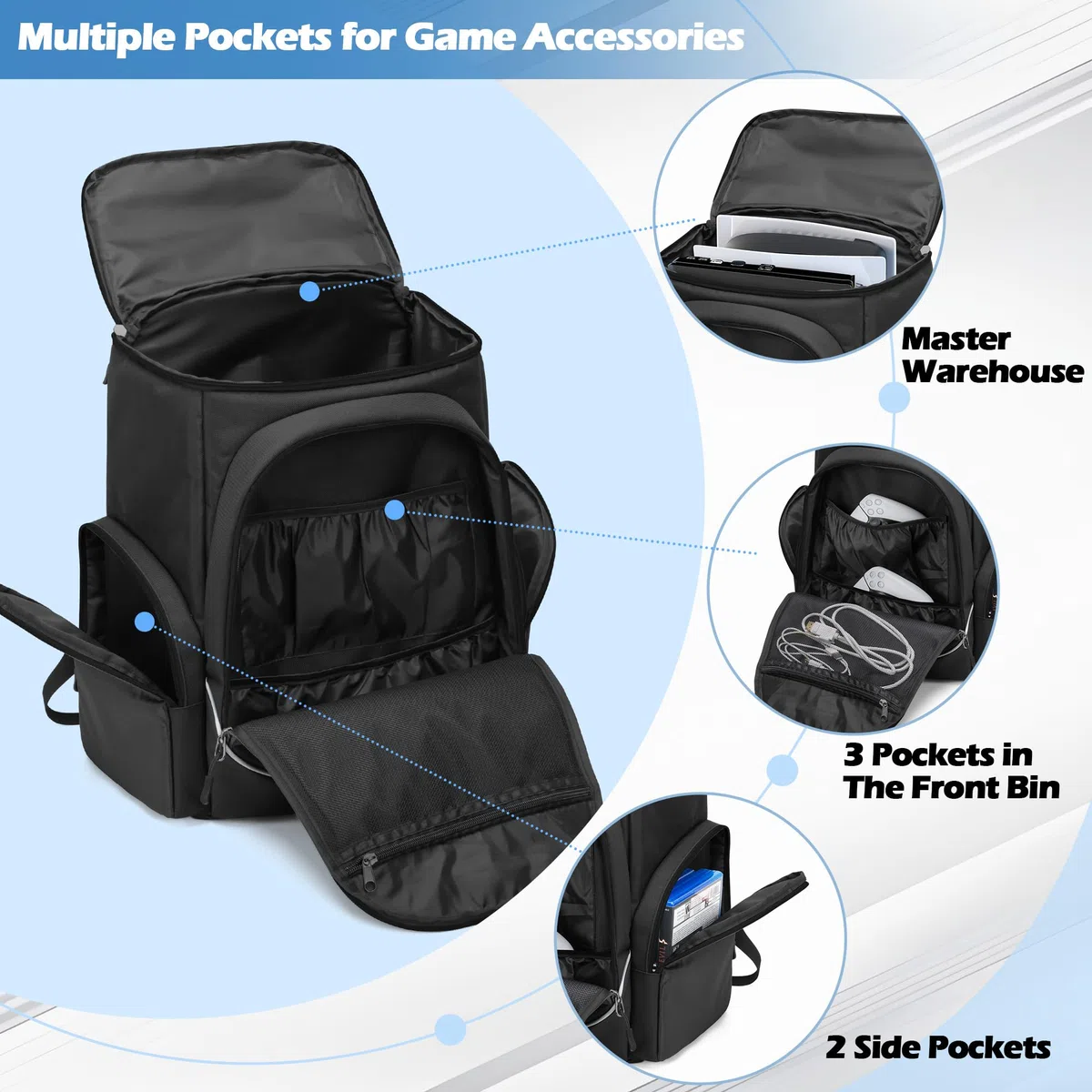 Trunab Borsa per Videogiochi PS5 PS4 Xbox One 15,6 Pollici Laptop Accessori