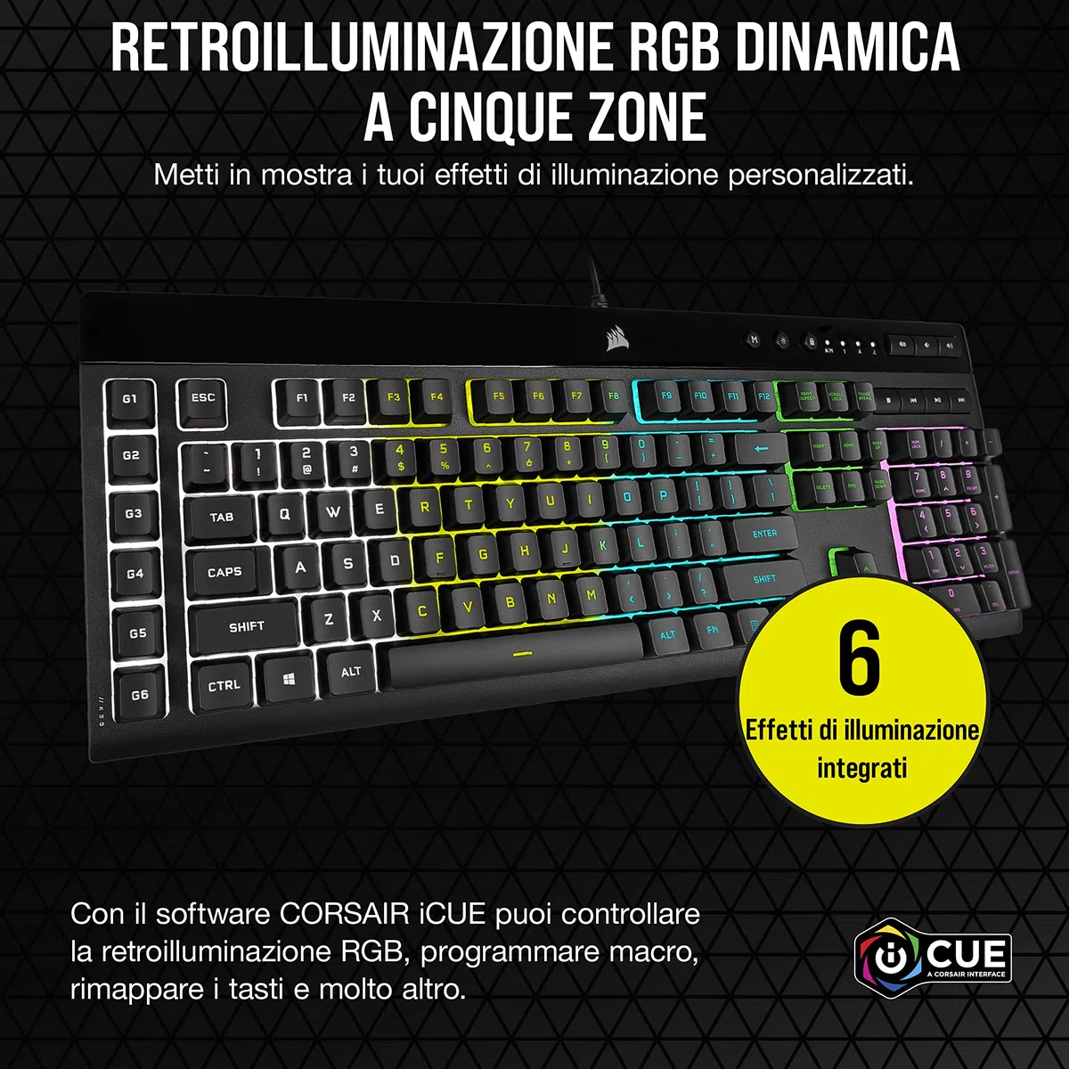 Corsair K55 RGB PRO Tastiera da Gioco Cablata a Membrana Nero