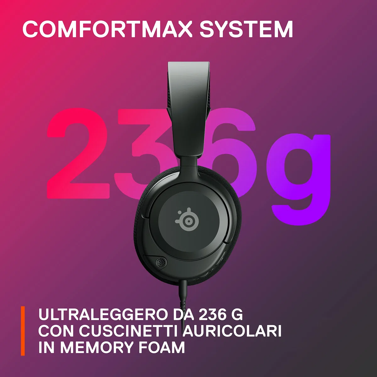 SteelSeries Arctis Nova 1 Cuffie Gaming Multisistema Driver Hi-Fi Audio Spaziale 360° Memory Foam PC PS5 PS4 Switch Xbox Nero