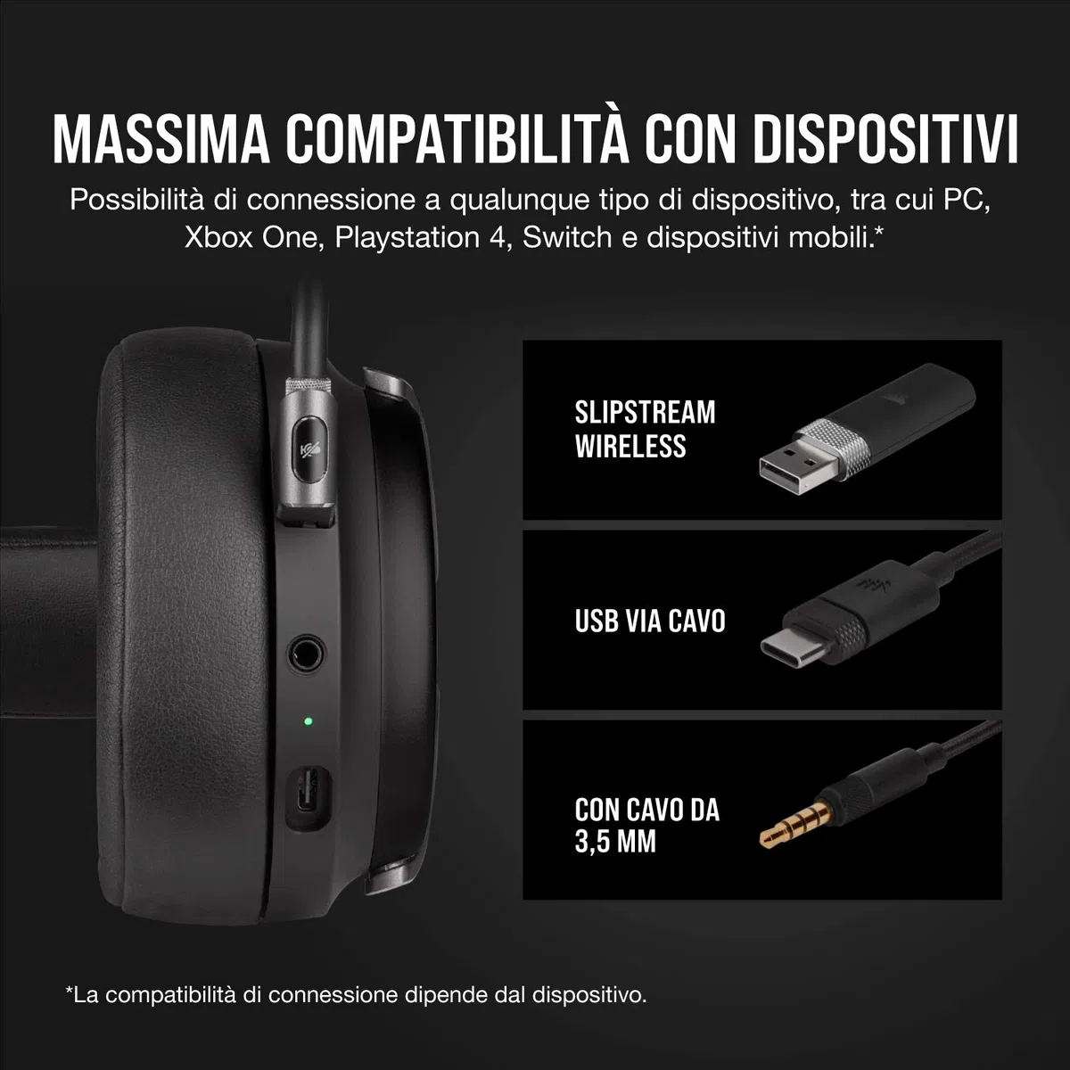 Corsair Virtuoso RGB Wireless Alta Fedeltà Cuffia Gaming Nero