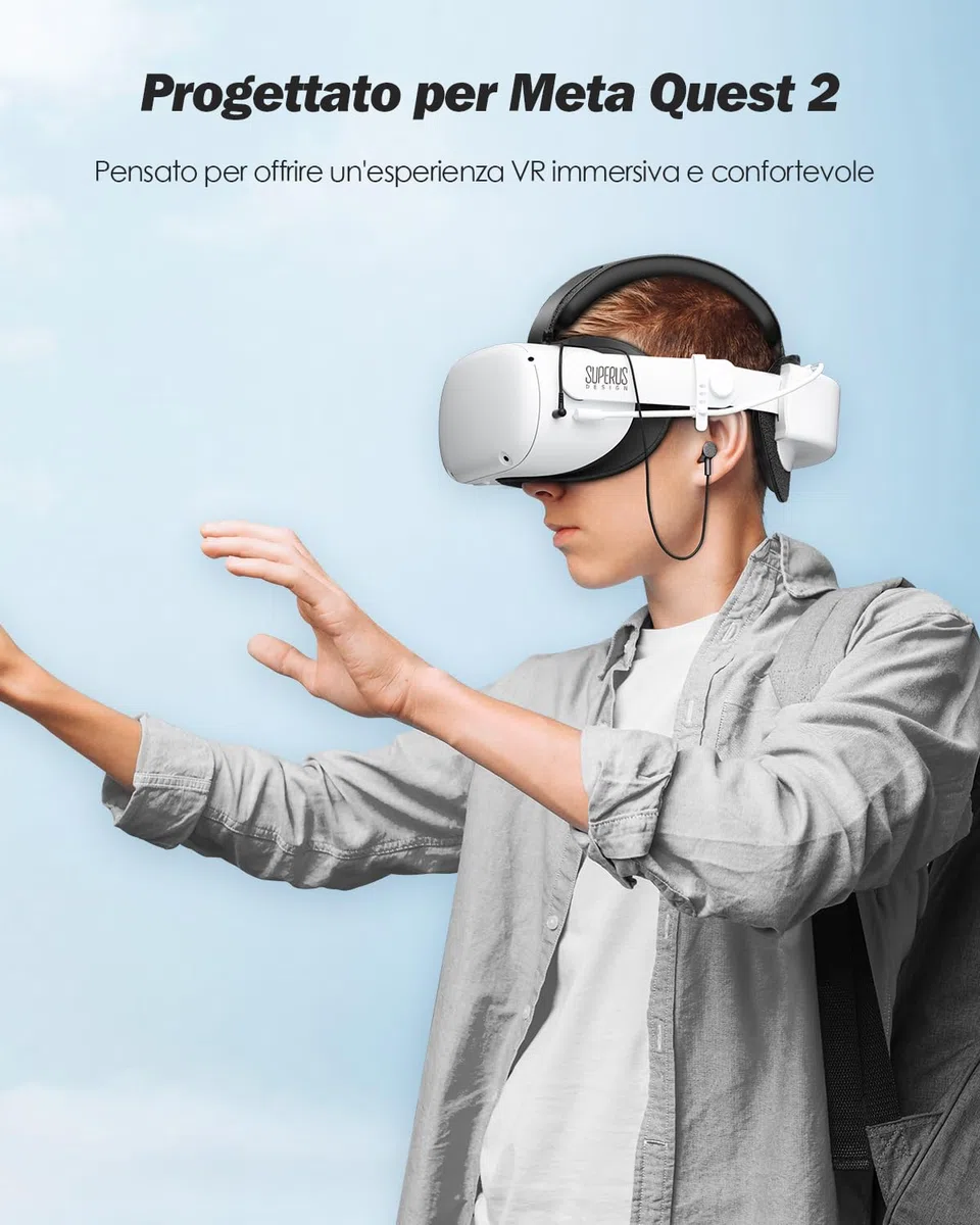 SUPERUS Cinturino per Testa con Batteria per Quest 2 Auricolari Ricambio Cinturino Elite Regolabile Meta Oculus Quest 2 Accessori