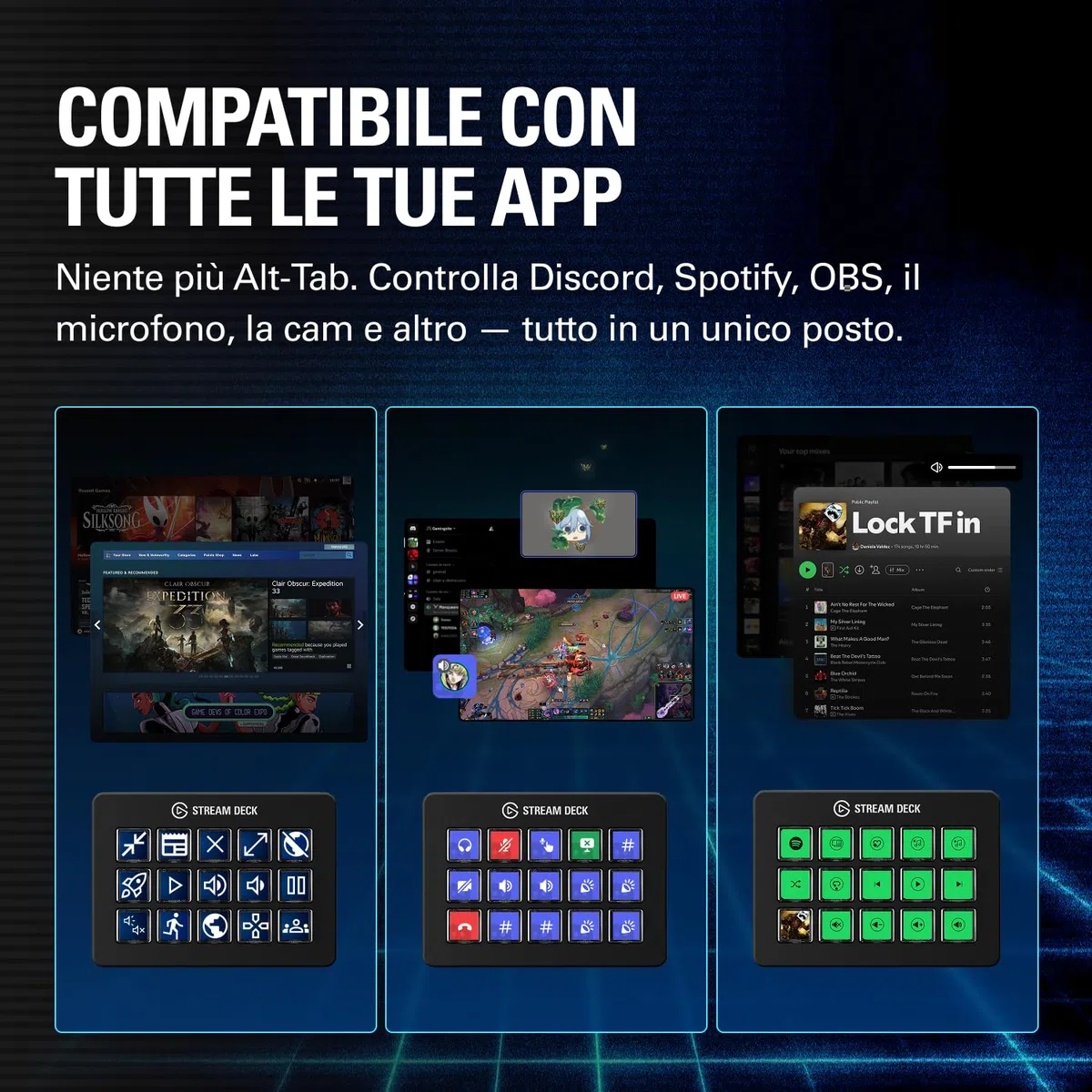Elgato Stream Deck Scissor Keys Controller flusso lavoro tasti macro personalizzabili OBS Twitch Discord Windows 10 macOS 13