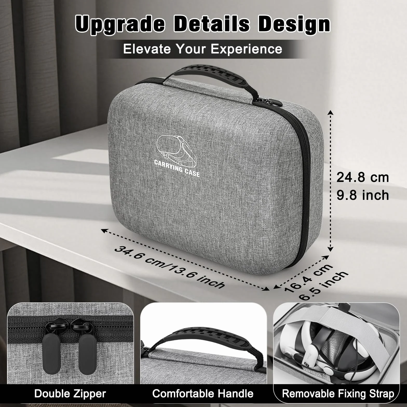 Jubor Borsa per Meta Quest 3S/3/2/Pico 4, Custodia da Viaggio Compatibile con Kiwi Design/BOBOVR Battery Elite Strap e Altri Accessori, Custodia da Trasporto con Porta di Ricarica