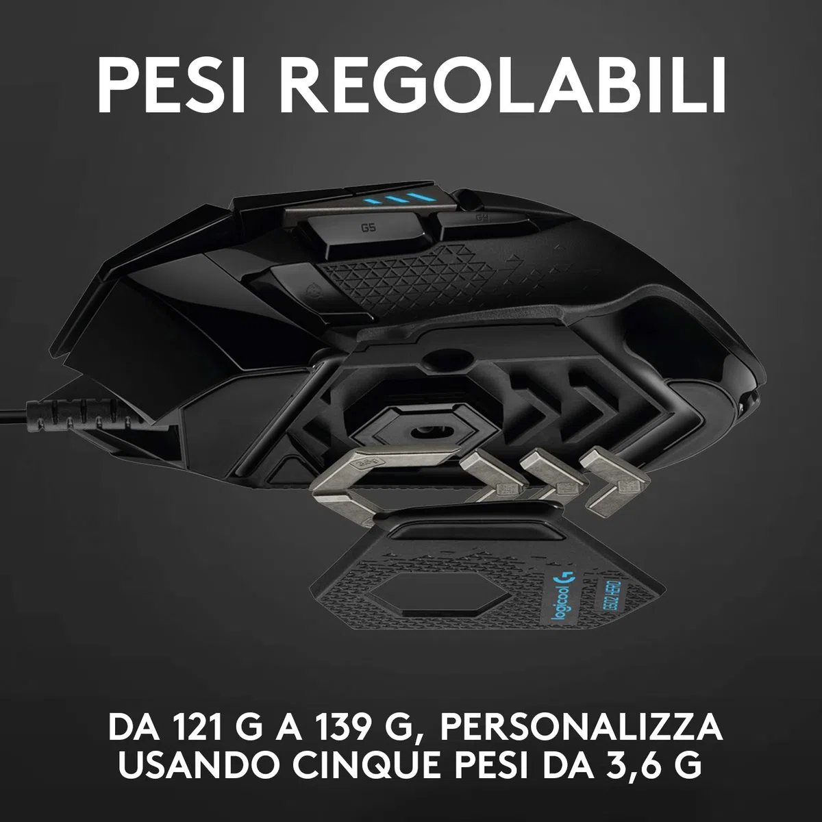 Logitech G G502 HERO Gaming Mouse, HERO 25K Sensor, 25.600 DPI, RGB, Adjustable Weights, 11 Programmable Buttons, Black