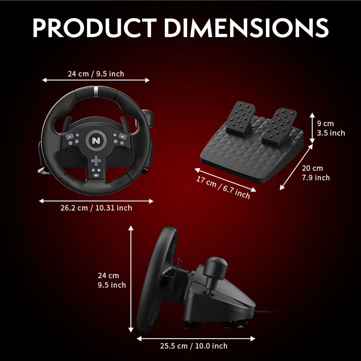 NITHO Drive Pro V200 Volante da Corsa con Pedali e Cambio 270° Compatibile PC PS4 Xbox Series X|S