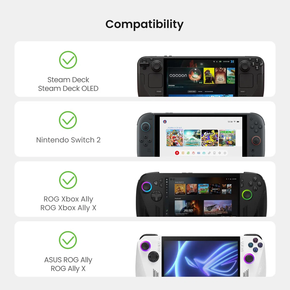 tomtoc Custodia per Steam Deck (OLED)/Nintendo Switch 2/ROG Xbox Ally (X)/MSI Claw 8/7 AI+ e Accessori, Borsa Leggera de Trasporto Scomparti Protettivi la Console, Alloggia Adattatore AC, Dock