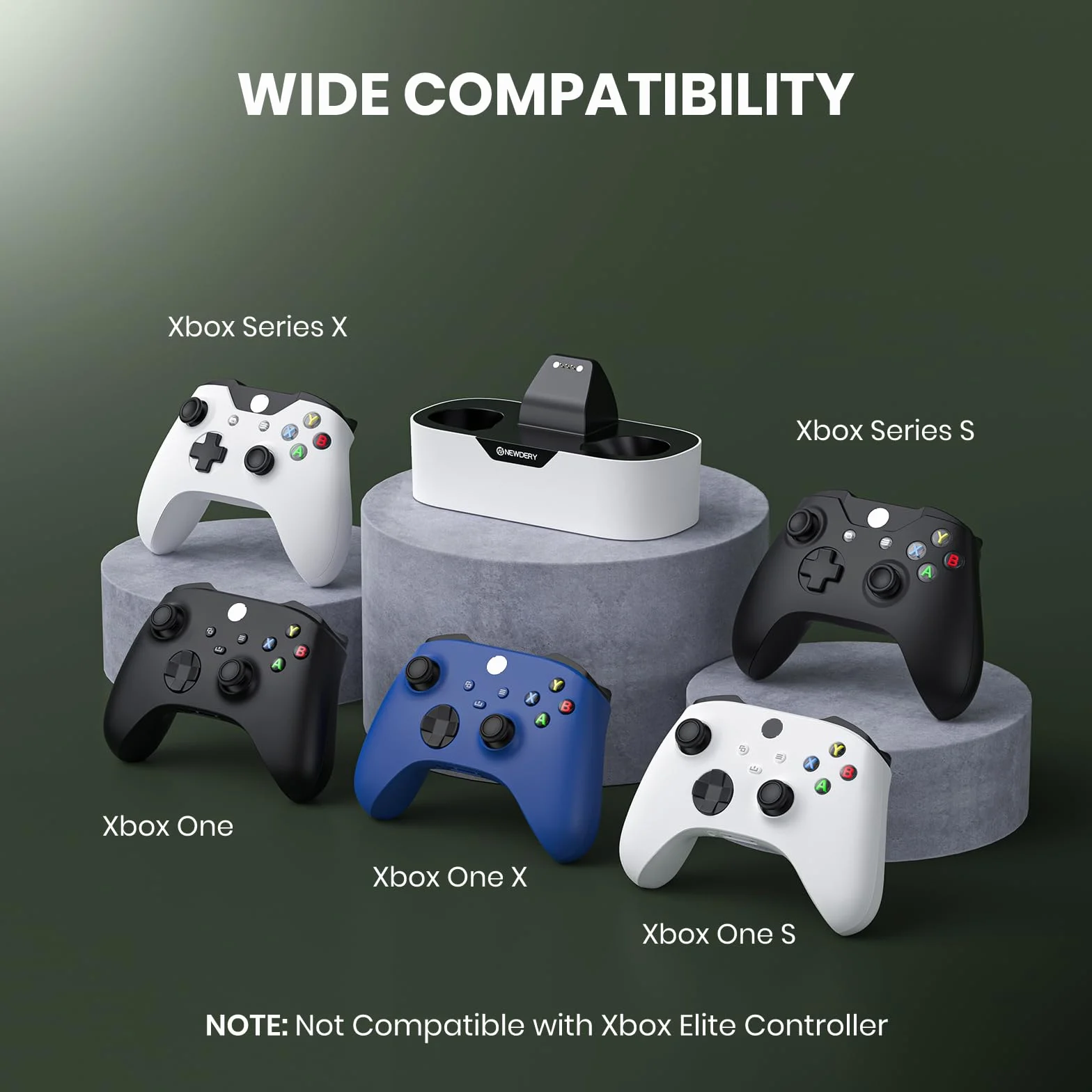 NEWDERY Solo Charger Station per controller wireless Xbox, dock di ricarica rapida, supporto di ricarica singolo per controller Xbox One/serie X|S