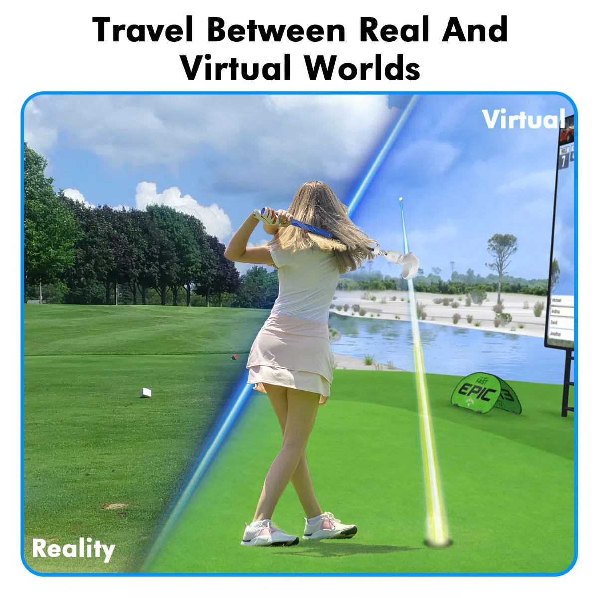 AMVR Impugnatura da golf per controller Quest 2, retrattile 2 in 1 Accessori universali per controller destro e sinistro