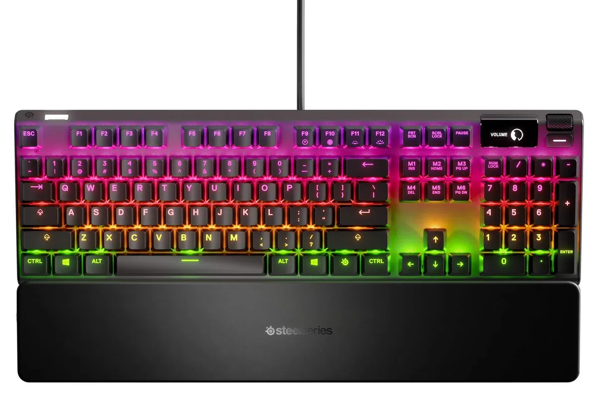 SteelSeries Apex 7 - Tastiera meccanica per videogiochi - Smart Display OLED - Retroilluminazione LED RGB - Switch Blu - Layout Tedesco (QWERTZ)