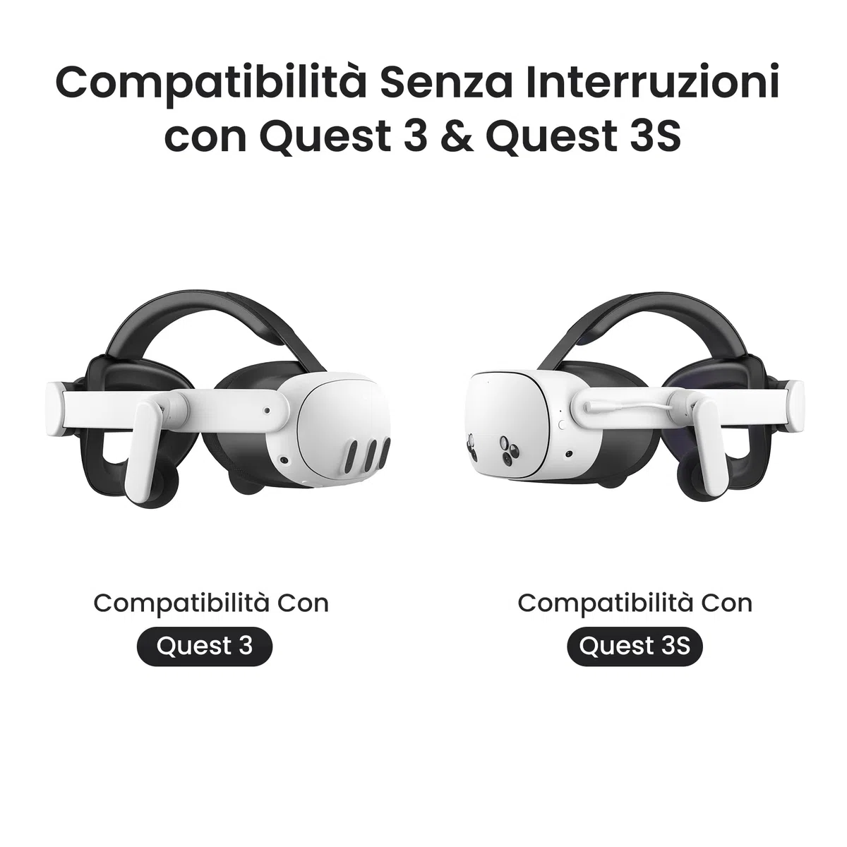 KIWI design K4 Duo Auricolare Cinturino con Batteria per Quest 3/3S Accessori VR Ricarica Rapida