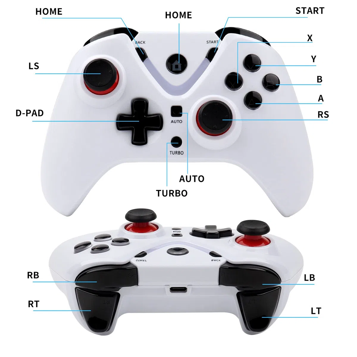 RALAN Controller di gioco wireless con illuminazione a LED compatibile con Xbox One S/X, Xbox Series S/X, PC Gaming Gamepad, Joypad remoto con adattatore wireless 2.4G, Rechargeable Battery