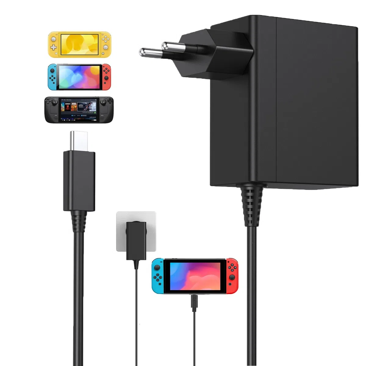 Caricatore per Switch 45W con Cavo 1.5M/5Ft USB Tipo C Carica Rapida
