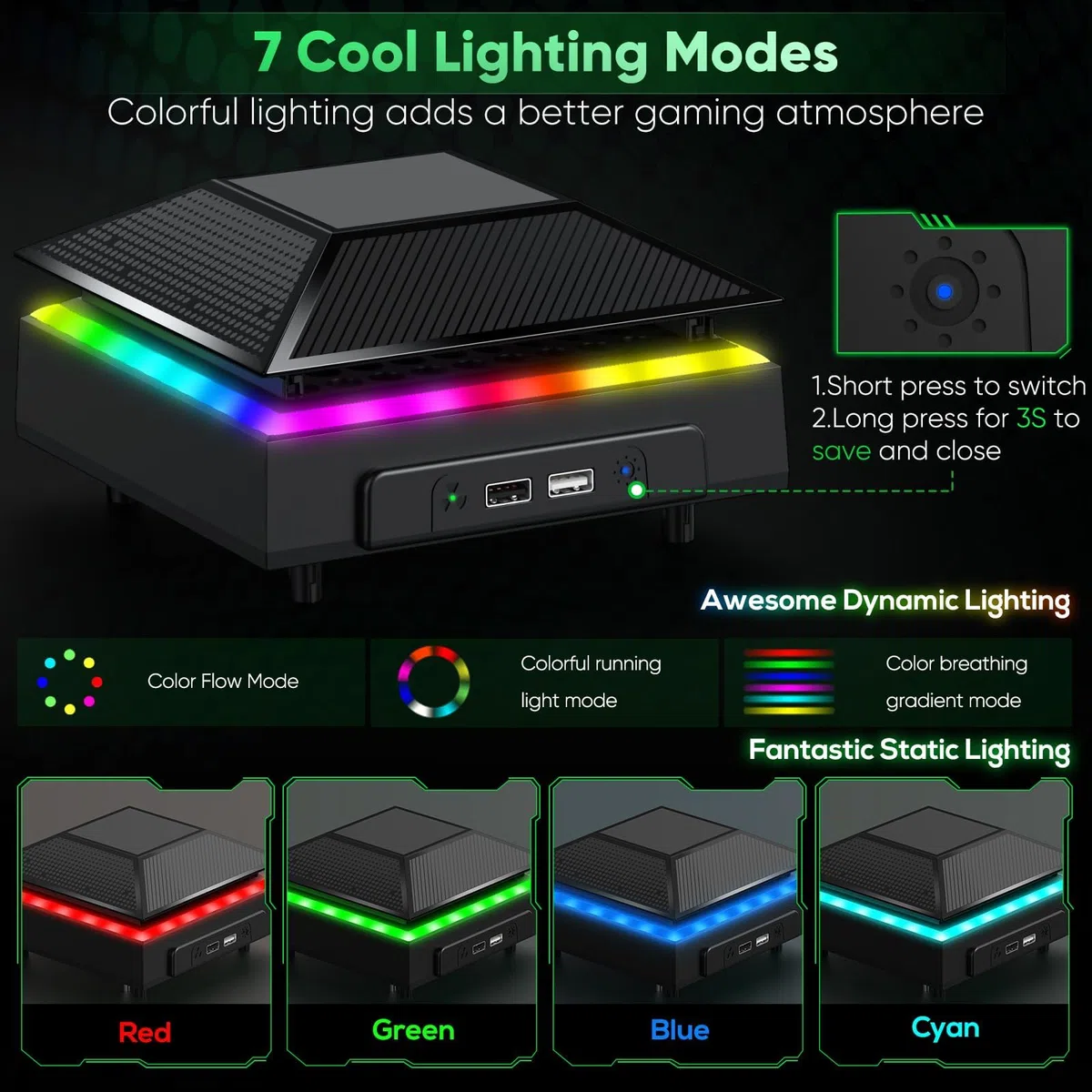 Gorixer AI Control Ventola di Raffreddamento Aggiornata per Xbox Series X con Filtro Antipolvere e Luci RGB