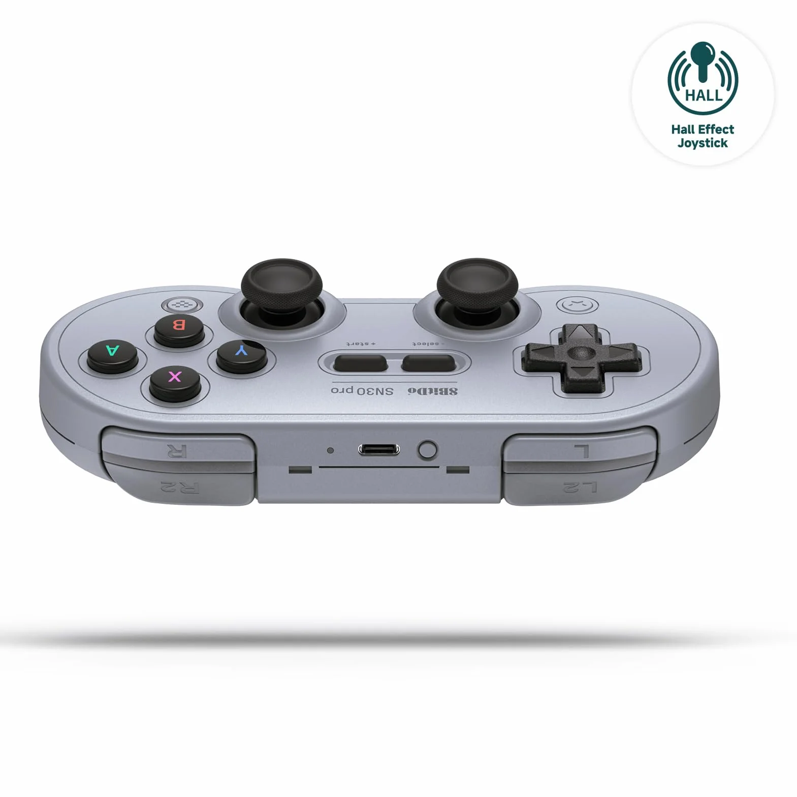 8BitDo SN30 Pro Bluetooth Controller with Hall Effect Joystick for Switch PC macOS Android Steam Deck & Raspberry Pi Gray