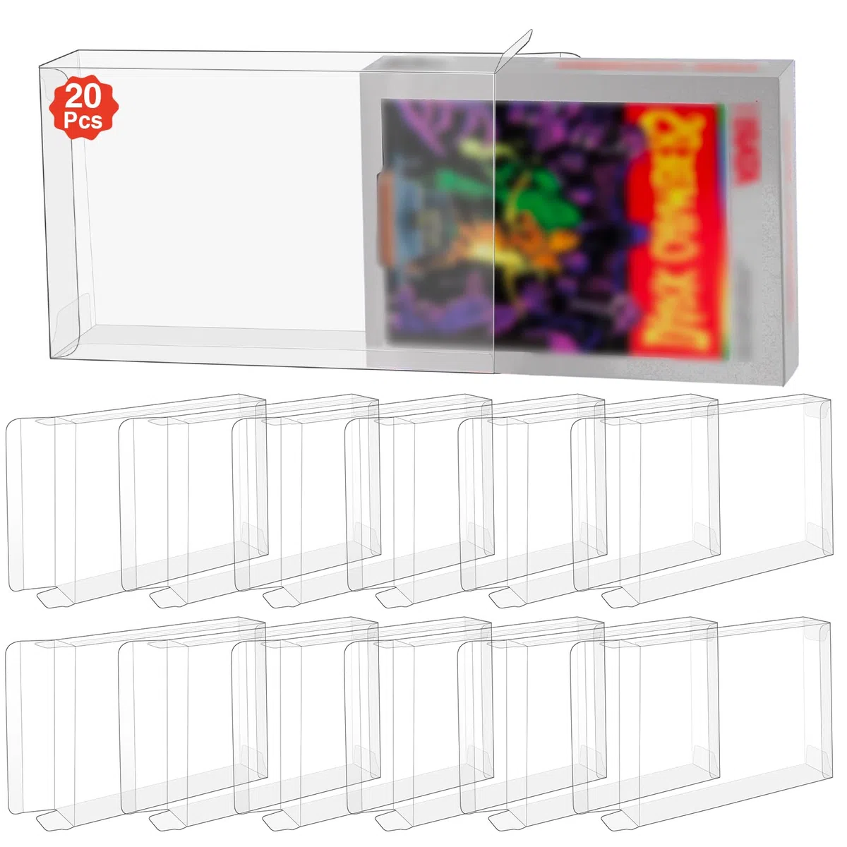 20 custodie protettive in plastica trasparente per cartucce Atari 2600 7800