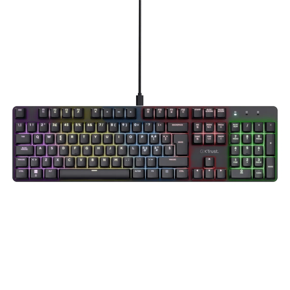 GXTrust 871 Zora Tastiera Meccanica Gaming Layout Italiano QWERTY RGB Retroilluminata Tasti Huano Lineari Anti-Ghosting N-Key Rollover USB Nero