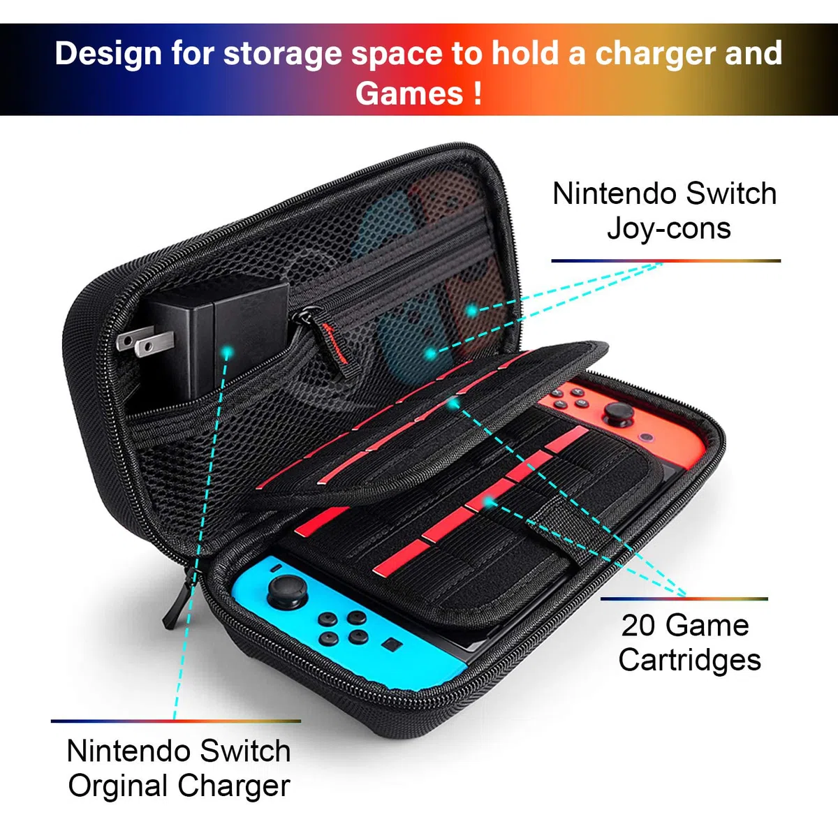 Nintendo Switch 15 w 1 etui ochronne z osłoną ekranu, wspornikiem, uchwytem i kierownicą, czerwony