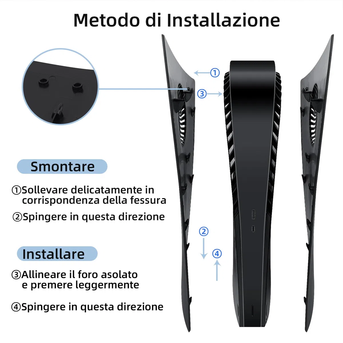 Mcbazel PS5 Placche con Prese d'aria di Raffreddamento per Playstation 5 Digital Edition, Piastre Laterali di Ricambio Piastra Frontale di Copertura per PS5 Digitale (Non per PS5 Slim)