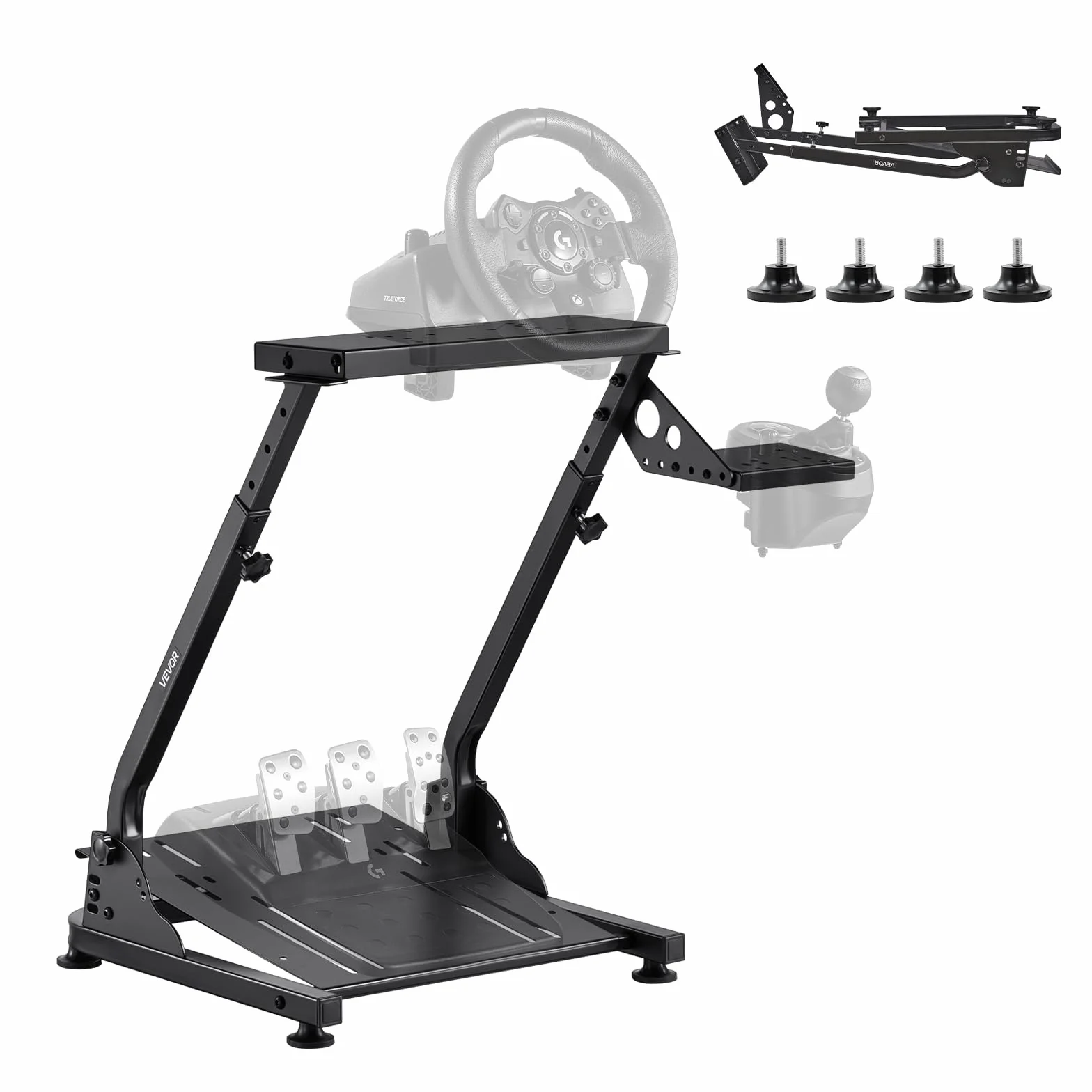 VEVOR Supporto Volante da Corsa Pieghevole Regolabile per Logitech G29 G27 G920 G923 Thrustmaster T300RS T300GT T248 TS-PC TSXW Gaming Cockpit