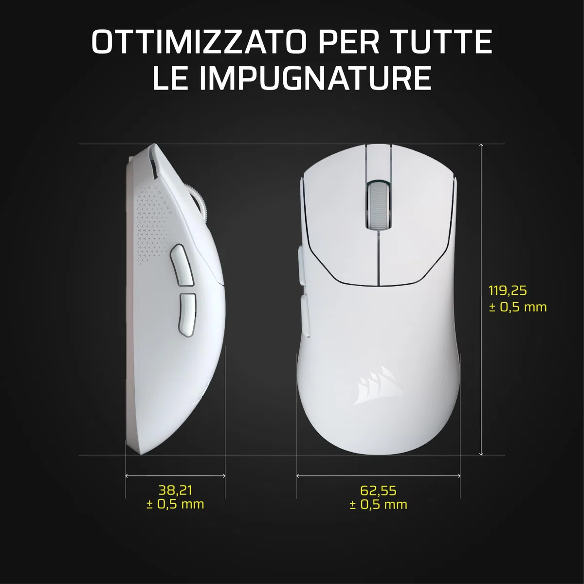 Corsair SABRE v2 PRO Ultraleggero Wireless FPS Mouse Gaming – Nero | 33.000 DPI, 36g di Peso, 8.000Hz Hyper-Polling, Interruttori Meccanici, Fino a 70 Ore di Durata della Batteria Wireless