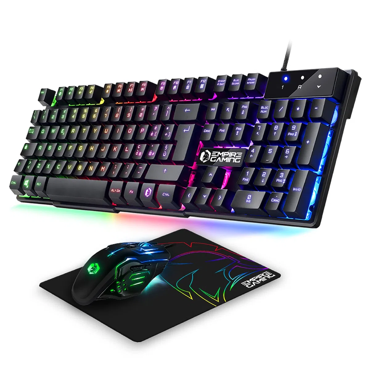 Tastiera Gaming EMPIRE GAMING Kit MK800 Cablata QWERTY Italiana Layout RGB 105 Tasti Anti-Ghosting + Mouse Gamer 2400 DPI PC PS4 PS5 Xbox One Series Mac