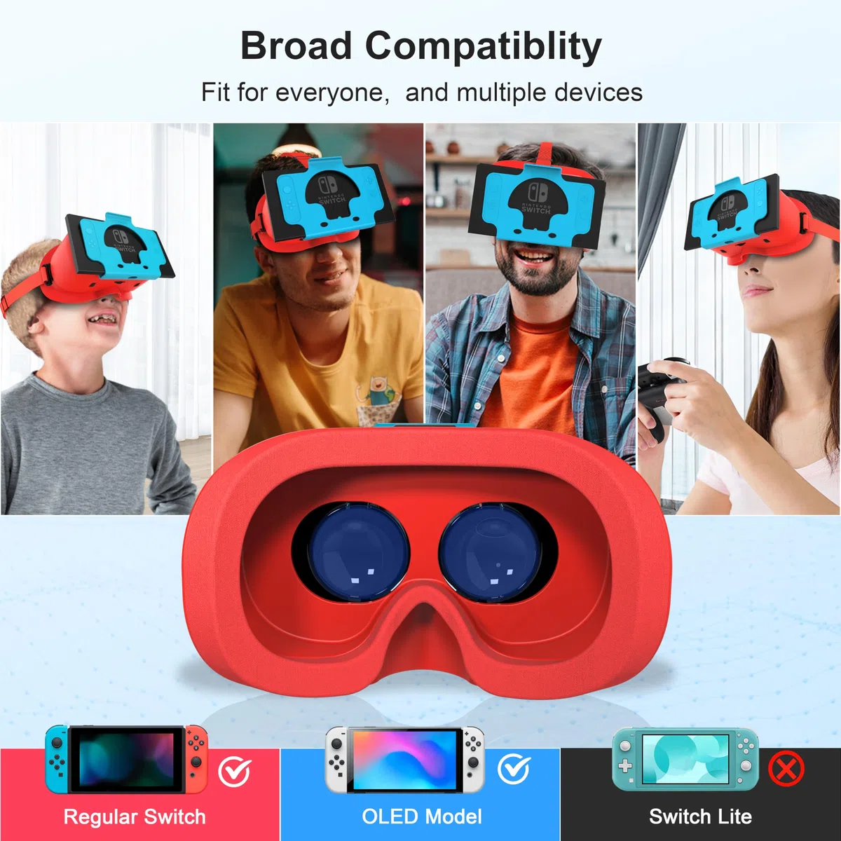 DEVASO Cuffie VR per Nintendo Switch OLED con Lenti HD Regolabili Cinghia Testa