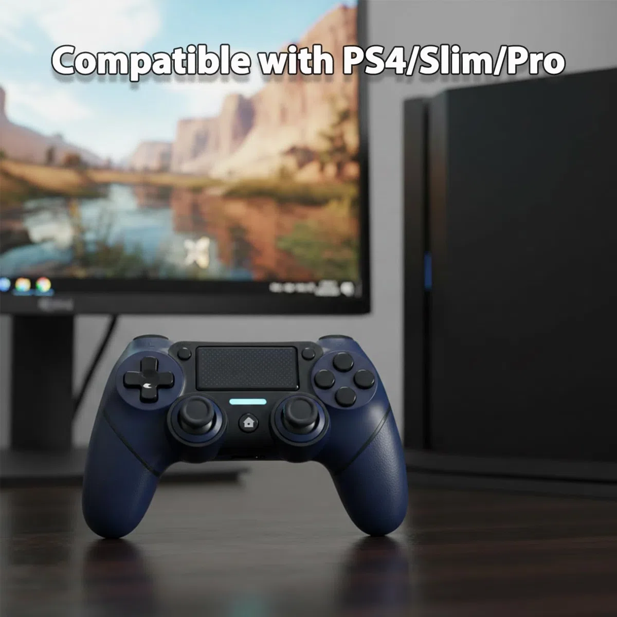 VooFun Wireless Controller per PS4 Pro Slim, Bluetooth con Vibrazione, Touchpad, Sensore 6 Assi, 1000mAh