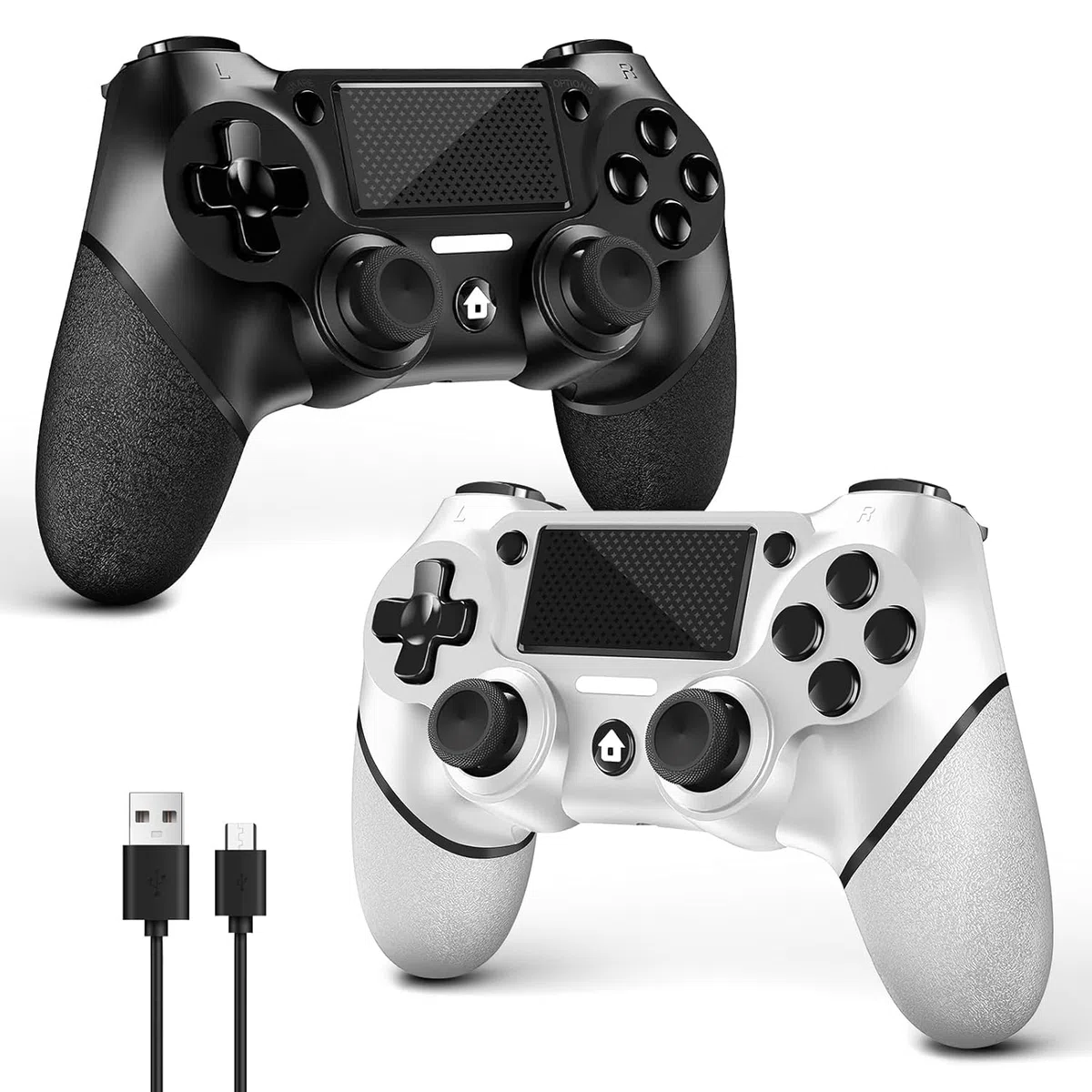 AceGamer Wireless Controller per PS4, Gamepad Joystick con Turbo, Doppia Vibrazione, 6-Axis Gyro, Pannello Touch (Bianco e Nero)