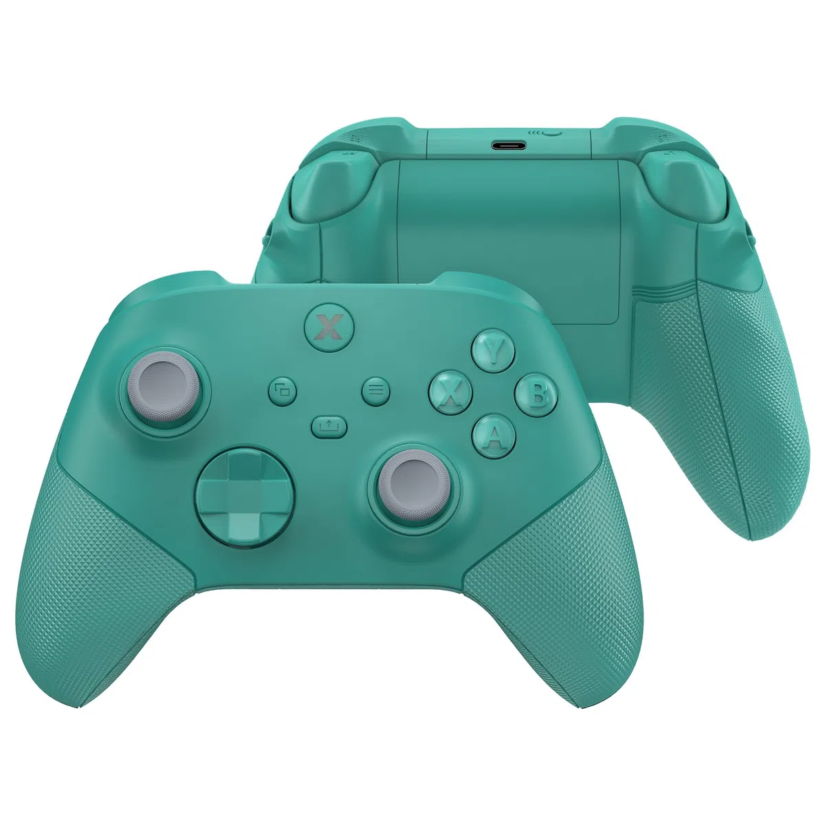 eXtremeRate Custodia Tasti Ricambio per Xbox Series X S Controller,Cover Gomma Impugnatura Trigger Stop,ASR Versione Scocca Frontale Posteriore per Xbox Series S Joystick Model 1914-Verde Petrolio