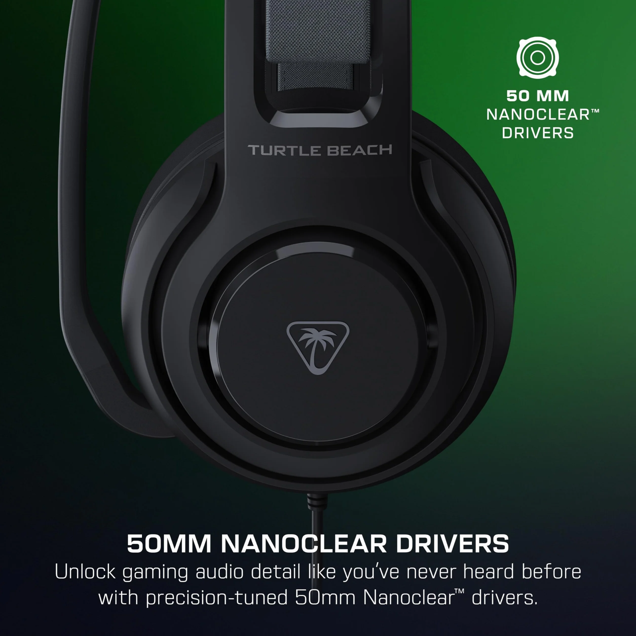 Turtle Beach Atlas 200 Cuffie da gioco multipiattaforma cablate per Xbox, PlayStation e PC con driver Nanoclear da 50 mm, microfono flip-to-mute, cuscini in memory foam