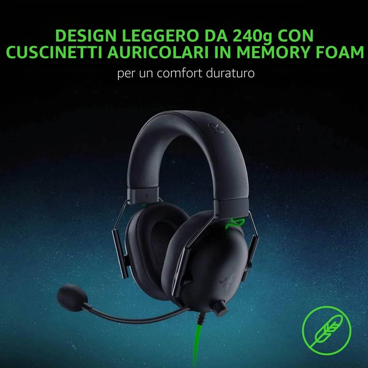 Razer BlackShark V2 X Cuffie da gaming: 7.1 Surround Sound - Driver da 50 mm - Cuscino Memory Foam - per PC, PS4, PS5, Switch, Xbox One, Xbox Series X|S, Mobile - Jack da 3,5 mm - Nero