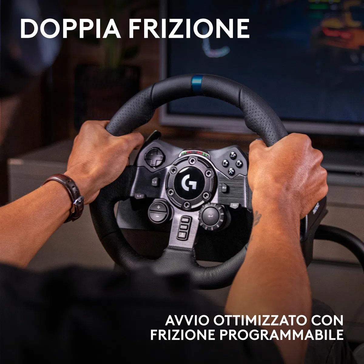 Logitech G G923 volante da corsa pedali ritorno di forza TRUEFORCE 1000 Hz design reattivo doppia frizione per PS5 PS4 PC Mac Nero