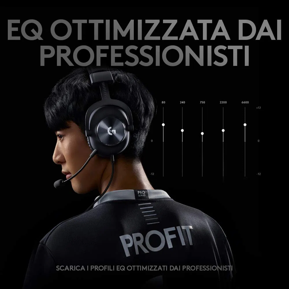 Logitech G PRO Cuffia Gaming Cablata con Microfono, Driver Audio PRO-G 50 mm, Alluminio, Acciaio, Memory Foam, per PC/PS/Xbox/Nintendo Switch, Nero