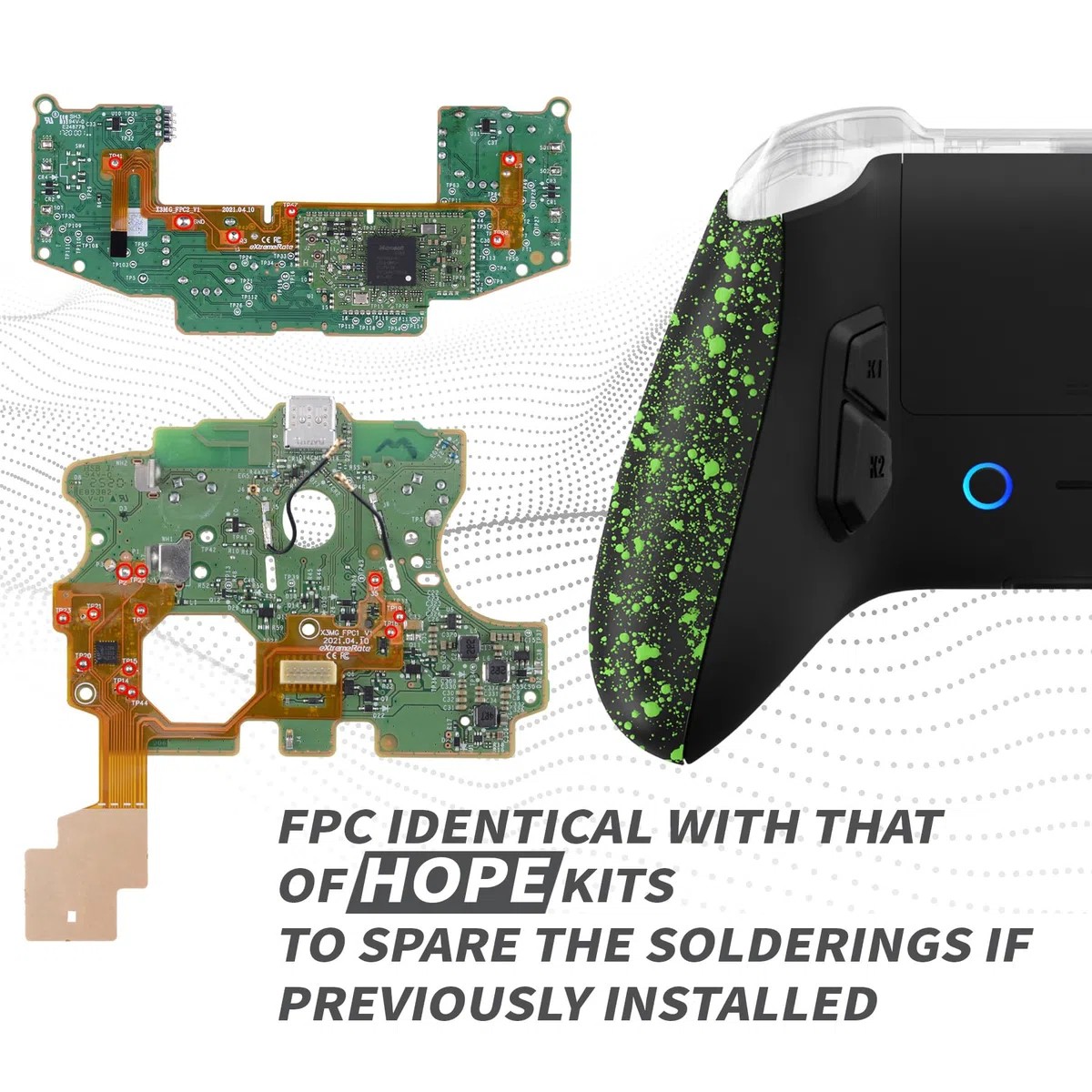 eXtremeRate VICTOR X Remap Kit per Xbox Series X S Controller,6 Profili&Cover Posteriore&Grip&4 Tasti Posteriori per Xbox Series X S Joystick Model 1914(NON Include Controller)-Verde Antiscivolo