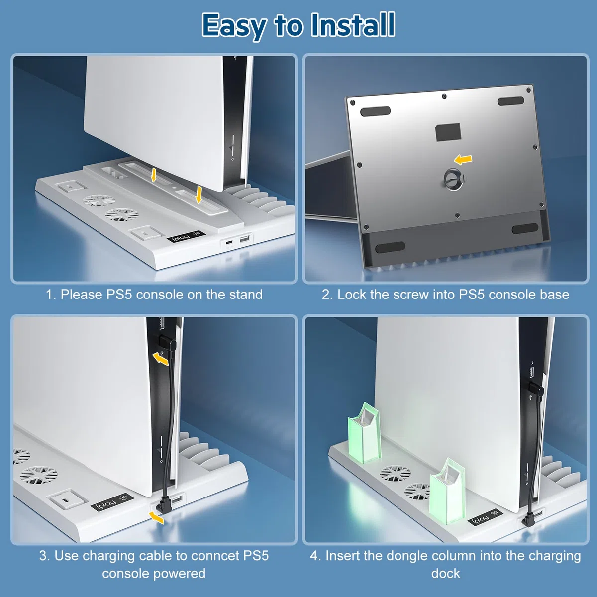 Multifunzionale Supporto Verticale USB PS5 con Ventola di Raffreddamento e Ricarica Controller, con Indicatore LED Accessori PS5 con 15 Slot di Gioco(Disco e Digitale) (Bianco)