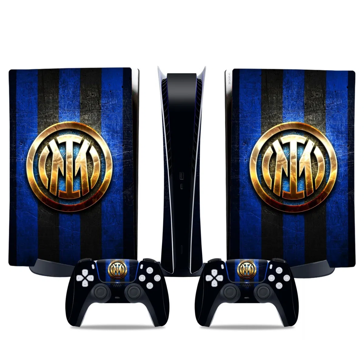 MaD Vision® Extra-Durable Skin Kit per PlayStation 5 (PS5) Digital | Set di Pellicole Adesive in Vinile Opaco per la Console e 2 Controller - per Inter Design