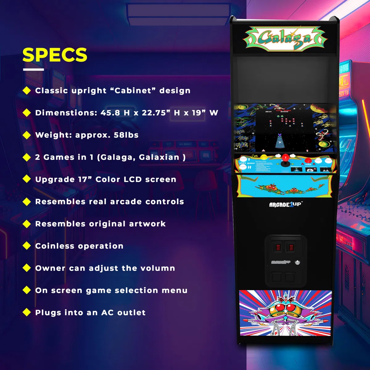 Arcade1Up GALAGA Deluxe Arcade Machine
