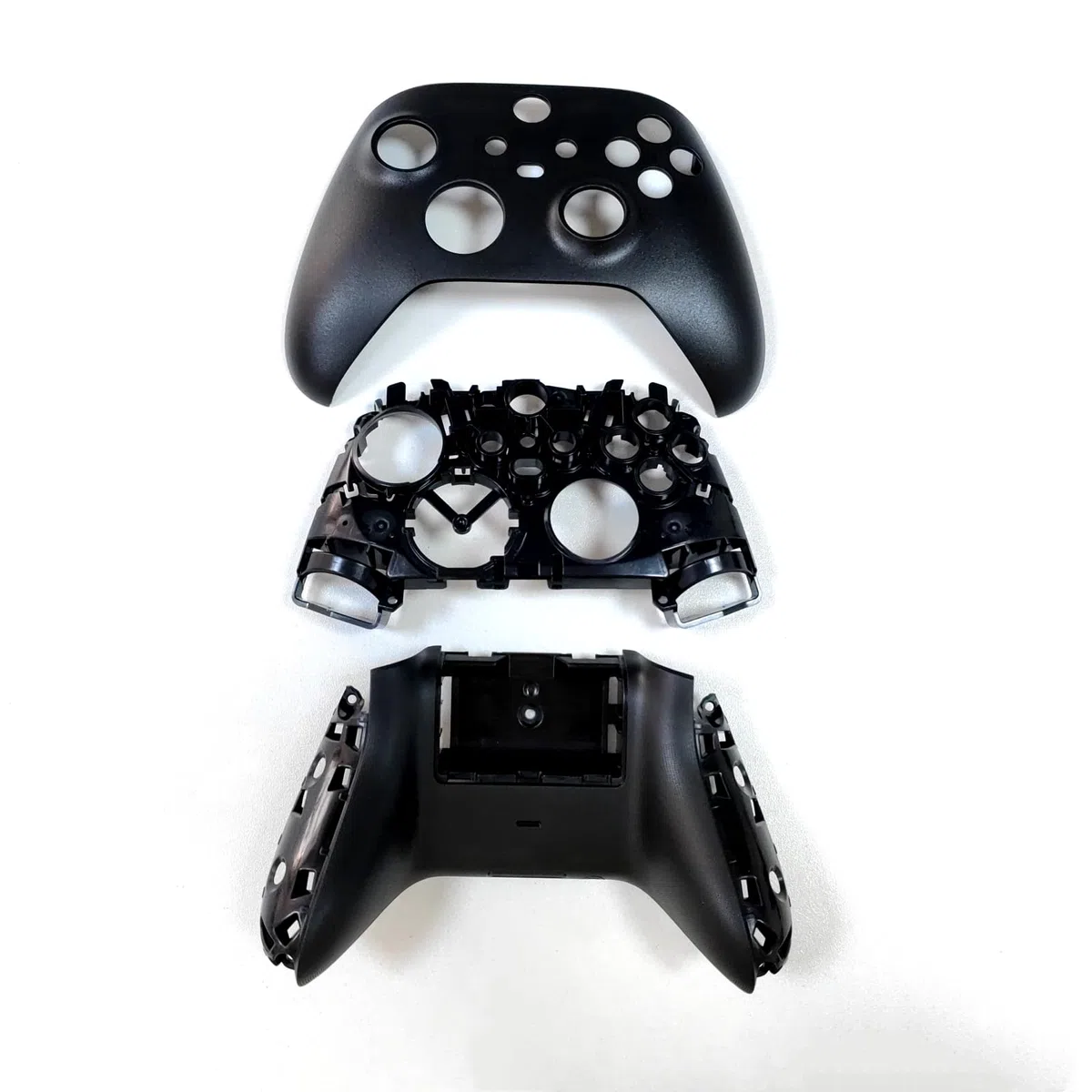Kit Guscio di Ricambio per Controller Xbox Serie X/S - Custodia Telaio Centrale Guide Laterali Pulsanti ABXY Paraurti LB RB (Nero)