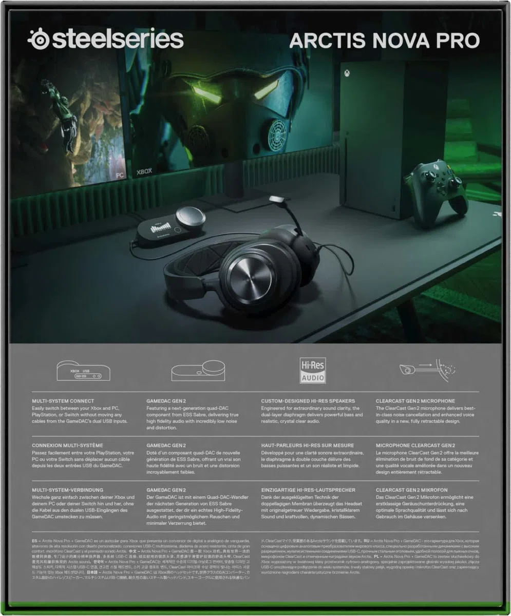 SteelSeries Arctis Nova Pro Xbox Cuffie da gaming Audio Hi-Res Audio spaziale 360° GameDAC Gen 2 Microfono ClearCast Gen 2 Xbox PC PS5 PS4 Switch
