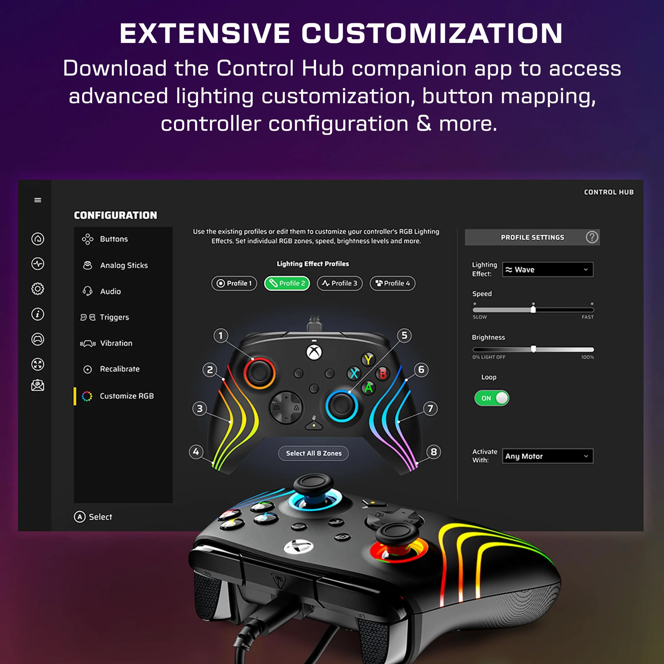Turtle Beach Afterglow Wave Nero Controller Gamepad RGB cablato per Xbox Series XS, Xbox One e Windows