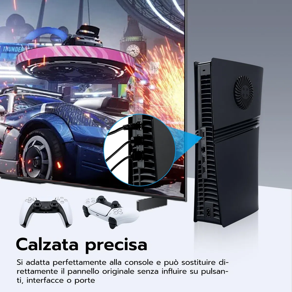 Mcbazel Pannello di Sostituzione per Cover Laterale con Ventilazione di Raffreddamento e Filtro per Polvere per la Console PS5 Pro Disc Edition - Nero (Non compatibile con PS5/Slim)
