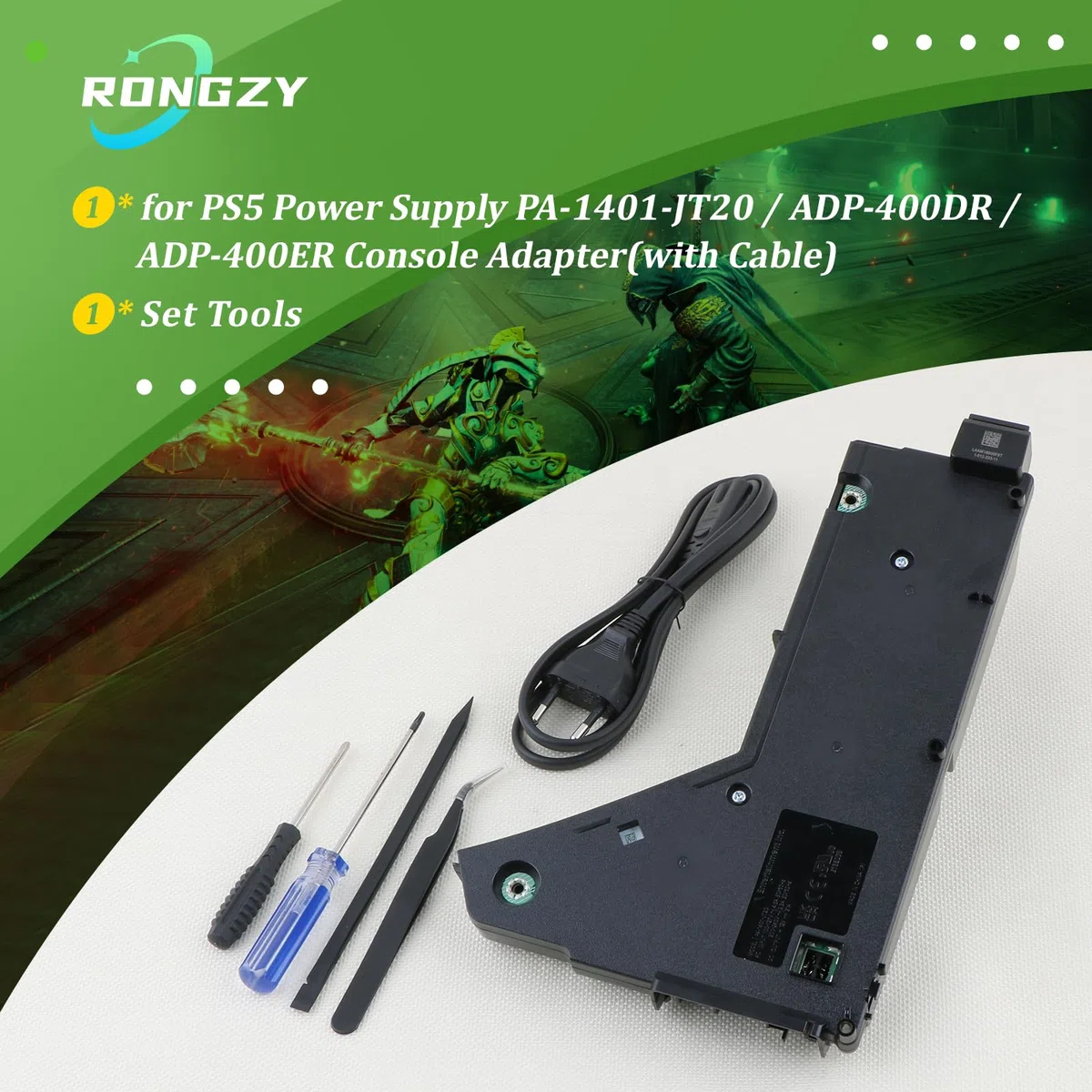 RongZy per PS5 Alimentatore per Playstation 5 Alimentatore Interno Sostituire PA-1401-JT20/ADP-400DR/ADP-400ER con Cavo di Alimentazione Strumenti di Riparazione