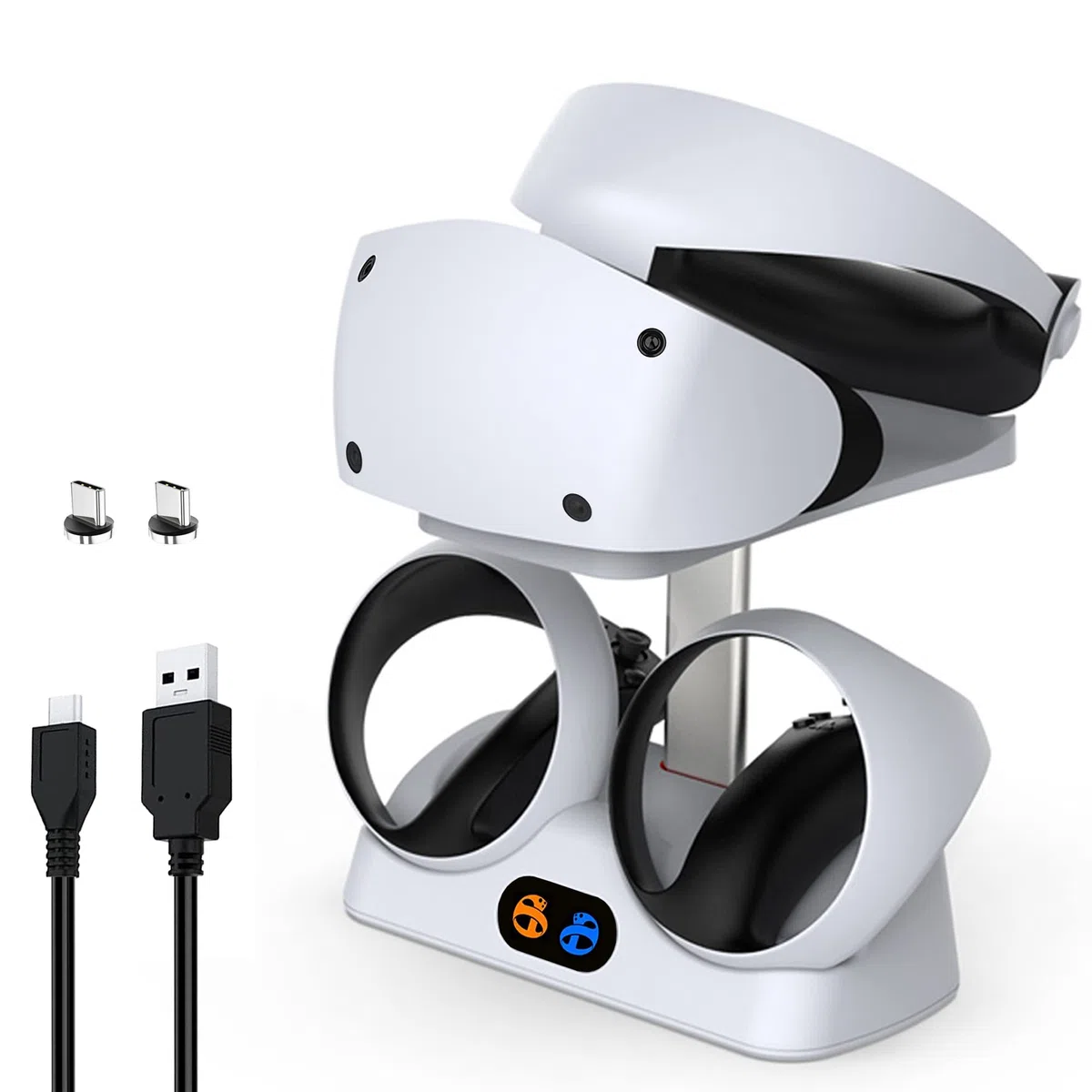 DOBEWINGDELOU Stacja Ładowania Szybkiego z Podwójnym Kontrolerem do PSVR2, Akcesoria do Gry PSVR 2, Podstawa Ładowania z Wyświetlaczem