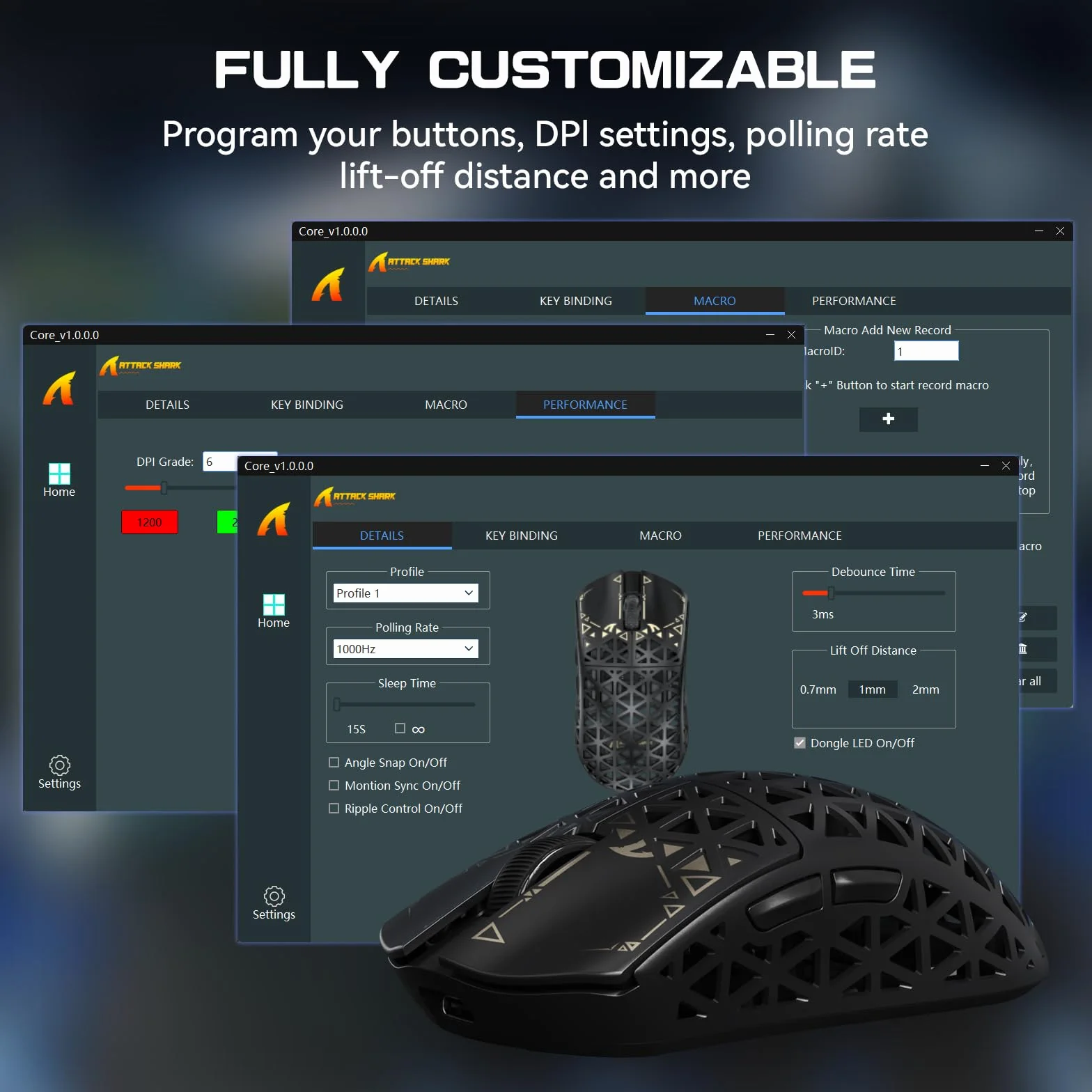 ATTACK SHARK R5 Ultra Mouse da Gioco Wireless HyperSpeed Fibra Carbonio, Mouse Ultraleggero 39g, 2,4G/BT/USB-C Cablato, Sensore PAW3950MAX, Frequenza Polling Wireless 8KHz, 42KDPI, Win/Mac -Nero