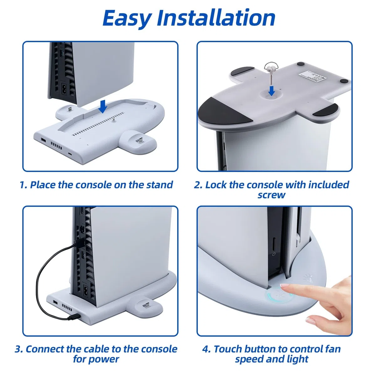 Mcbazel Stazione di Raffreddamento di Ricarica PS5 Slim, con 3-Velocità Effetto RGB Base di Caricatore Controller PS5 Dock Funzione di Memoria Accessori per Playstation 5 Slim(Non per PS5/PS5 Pro)