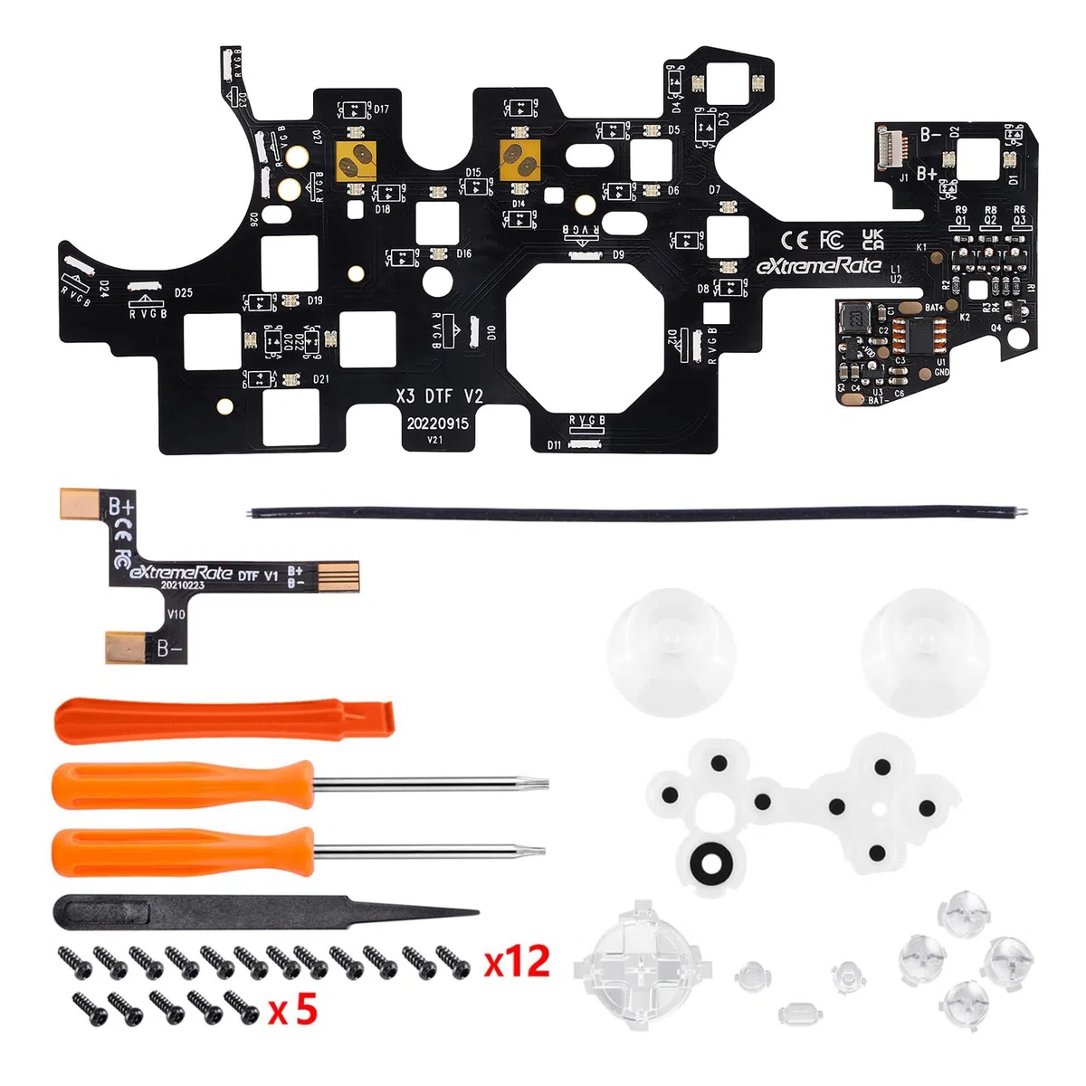 eXtremeRate Multicolori Tasti Luminosi Ricambio per Xbox Series X S Controller Dpad Analogici Pulsanti DTF LED Kit